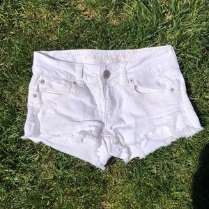 White Distressed Jean Shorts